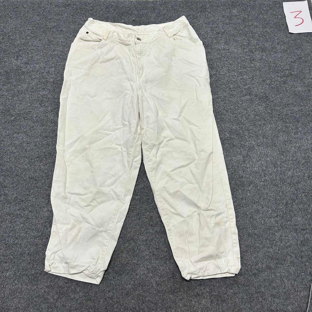 Gitano Jeans Womens Size 18 Petite White Cotton Denim Tapered High Waist Stained